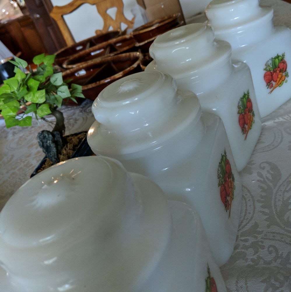 Vintage opalescent canisters, 4 pieces